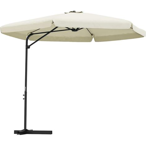 vidaXL Sombrilla de jardín con palo de acero blanco arena 300 cm (1/2)