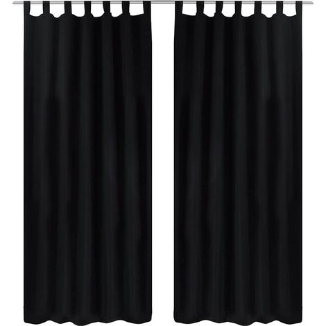 Tende Micro-Raso Nere 2 pezzi con Occhielli 140 x 175 cm vidaXL (1/4)
