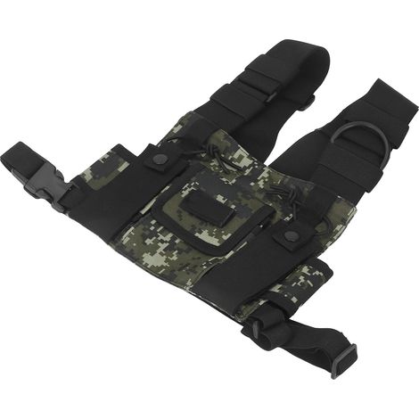 Étui d'épaule/harnais de poitrine universel pour radio bidirectionnelle, compatible avec les radios numériques et les appareils photo numériques. Camouflage jungle. (1/5)