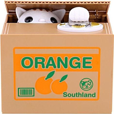 Boîte de rangement créative d\'économie de cas de cas de tirelire de chat de pièce de vol d\'argent-LAV (1/4)
