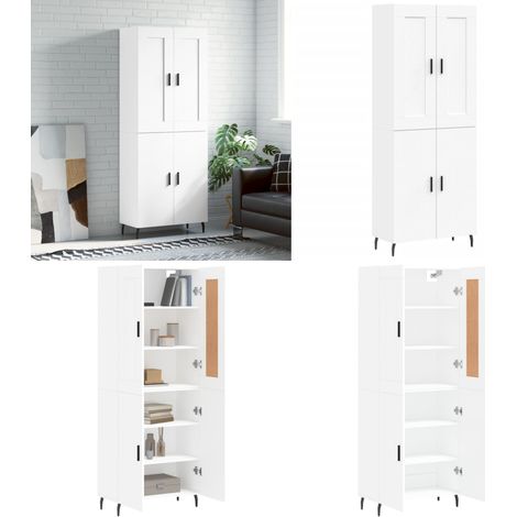 Buffet haut Blanc 69,5x34x180 cm Bois d'ingénierie - Buffet blanc - Bois d'ingénierie (1/5)