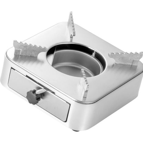 Réchaud à alcool portable en acier inoxydable, mini réchaud à alcool pour la maison, les pique-niques et le camping (argenté). (1/4)