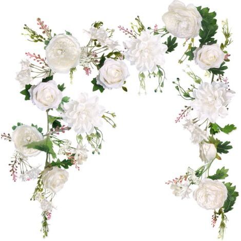 BUNTHAUS Guirlande de pivoines, 180 cm, guirlande de fleurs artificielles, fleurs de mariage, guirlande de pivoines artificielles pour jardin, maison, mariage, arche, décoration de voiture (guirlande (1/4)