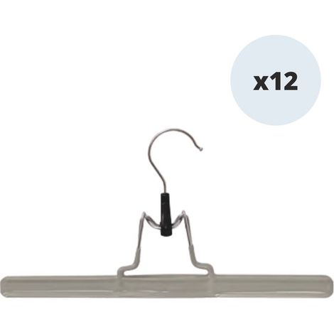 Lot de 12 Cintres Métalliques Plastifiés Taupe MSV (1/2)