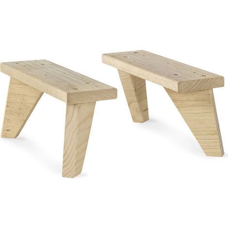Lot de 2 pieds dinamiques en pin massif – Dimensions 13,5 x 9 x 31 cm – Finition naturelle – Bois certifié PEFC pour meubles nordiques (1/5)