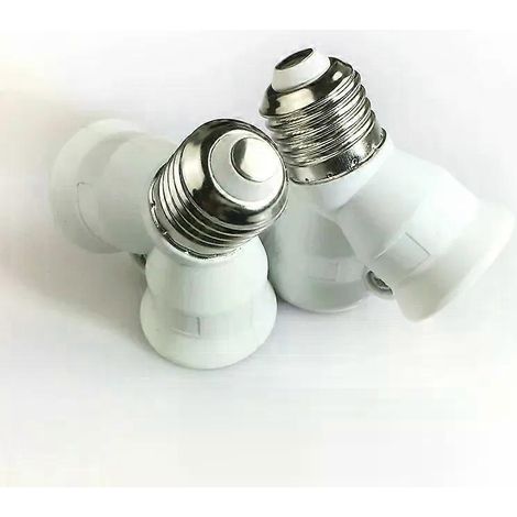 Adaptateur de douille à vis E27 vers 2E27 en PBT (1 à 2 voies) pour ampoule E27, convertisseur d'éclairage LED E26 blanc (1/5)