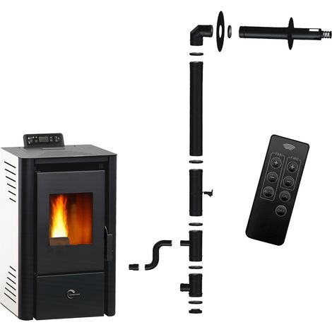 Stufa a pellet Anita 9,4 kW Bianco Sannover + Kit di installazione completo