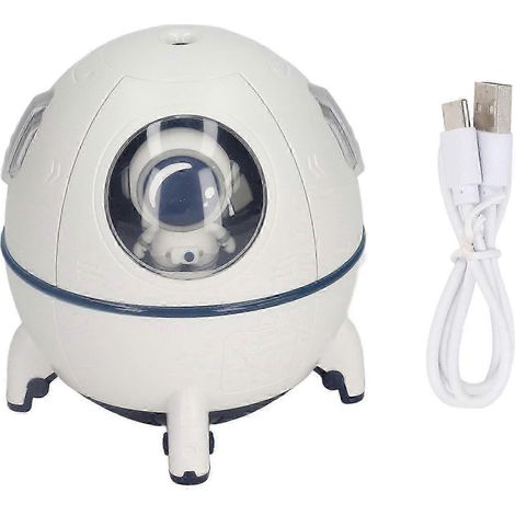 Humidificateur capsule spatiale USB à grand volume de brume, mignon et doté d'un diffuseur et d'une veilleuse pour la maison, la voiture ou le bureau (blanc). (1/5)