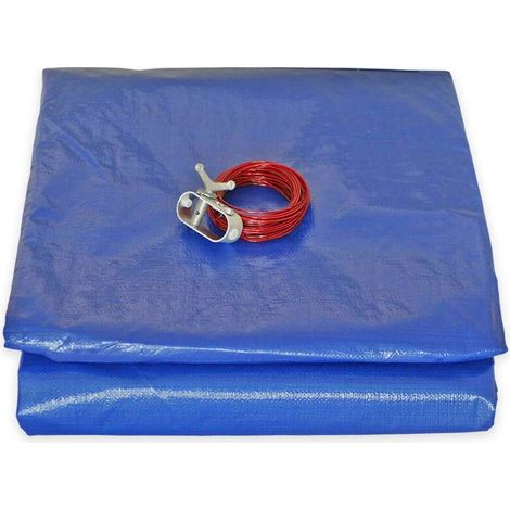 Tecplast Bâche piscine ronde 6,20 m Protection pour piscine hors sol 5,40 m PVC 140 g/m² Filet d'écoulement central Couleur bleue - PO155RD (1/5)