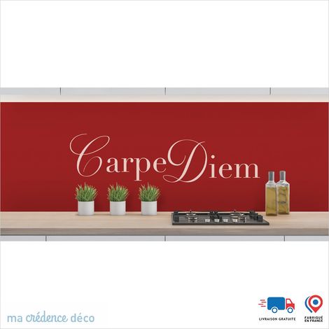 Crédence : CARPE DIEM 2 - Couleur Rouge carmin - Alu composite - 120 - 60 (1/3)