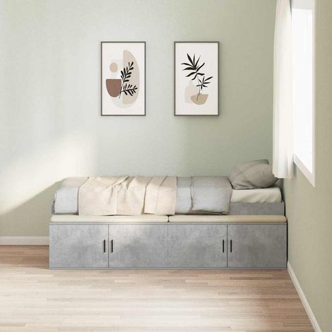 Bettrahmen mit Schubladen Beton Grau 70 x 190 cm Holzwerkstoff