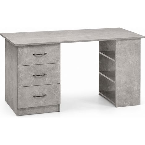 Scrivania Stile Moderno Con 3 Cassetti E 3 Vani A Giorno Scrittoio In MDF Resistente Dal Design Minimal Per Ufficio Studio Cameretta E Smart Working 120 x 49 x 72 Cm Grigio Cemento (1/5)