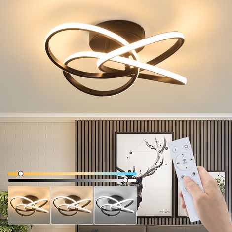 GBLY Plafoniera a LED  per soggiorno - Moderna lampada da cucina a quattro foglie, lampada da soffitto nera dimmerabile da 46 W con telecomando, plafoniera in metallo per corridoio, cucina