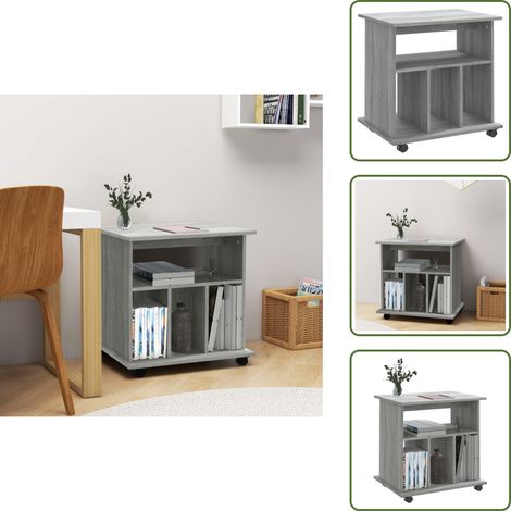 Armoire roulante Sonoma gris 60x45x60 cm Bois d'ingénierie - Meuble De Rangement - Armoire Mobile - Armoire Sur Roulette - Meuble Bureau - Organisation Bureau (1/5)