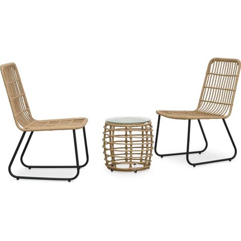 Ensemble de bistro 3 pcs Résine tressée Chêne (1/5)