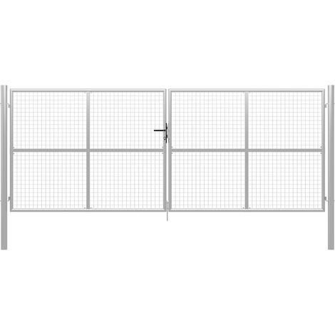 vidaXL Gartentor Verzinkter Stahl 415 x 200 cm Silbern