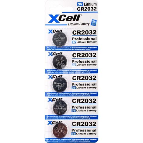 5er Sparset XCell CR2032 Lithium-Knopfzelle 3V / 220mAh (1/3)