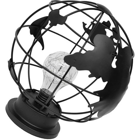 CALLARON Lampe de Table Globe Noir en Fer et Plastique, Veilleuse (1/5)