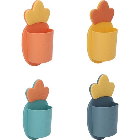 Lot de 4 boîtes de rangement murales pour salle de bain, supports suspendus colorés, fixation murale, organisateur polyvalent pour maison (1/5)