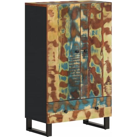 vidaXL Credenza con Cassetto 60x33x100 Legno Massello Recupero e Ferro (1/5)