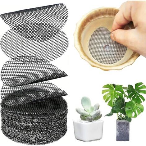 BUNTHAUS 100 Pièce Grille de Drainage Bonsai, Tapis pour Pots de Fleurs Ronds, Grille Plastique pour Coupe Bonsai, Pot de Fleurs ou jardinière. (1/5)