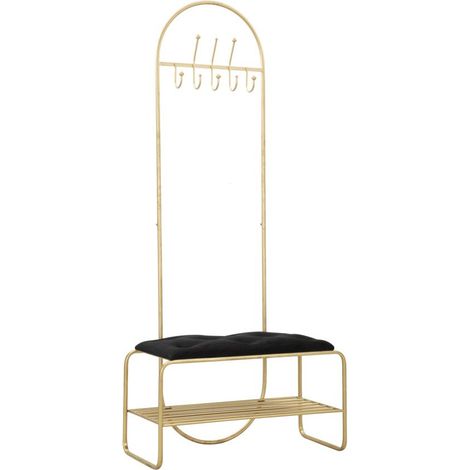 Meuble d'Entrée Avec Banc "Porte-Manteaux" 180cm Or & Noir