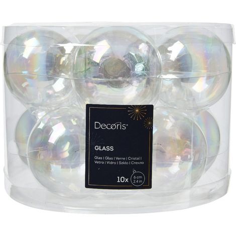 Set de 10 bolas iridiscentes transparentes 6 cm (1/4)