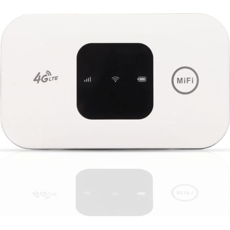 Routeur 4G - Routeur Portable avec Carte SIM - Point d'Accès Mobile pour Maison Bureau Voyage - Batterie 2100 mAh - Jusqu'à 10 Utilisateurs