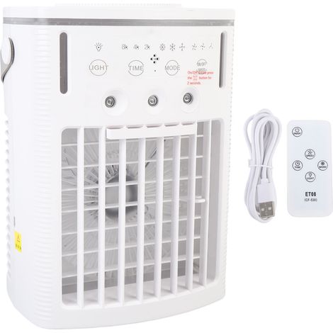 Mini ventilateur portable, réservoir d'eau de 1 litre, humidificateur avec 7 couleurs de lumière, pour la maison, la chambre ou le bureau. (1/5)