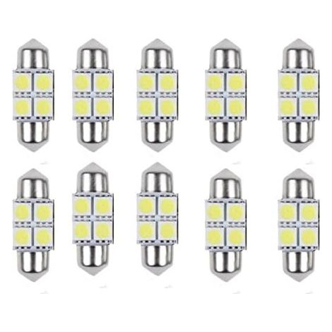 10 Stück 31 mm 5050 LED Soffittenlampe Innenbeleuchtung 4 SMD-Glühbirnen Weiße Kuppel Autolicht Autohaube (1/5)
