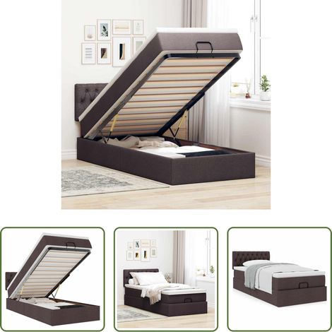 Matratze - Ottoman-Bett mit Matratze Dunkelbraun 100x200 cm Stoff (1/5)