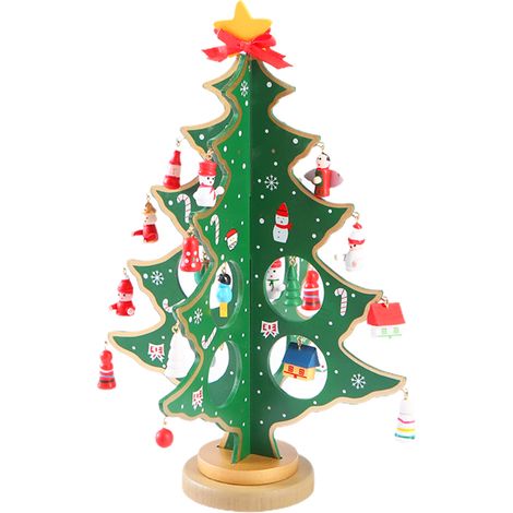 Décoration de sapin de Noël de bureau, mini ornements en bois à faire soi-même, cadeau pour enfants (1/5)
