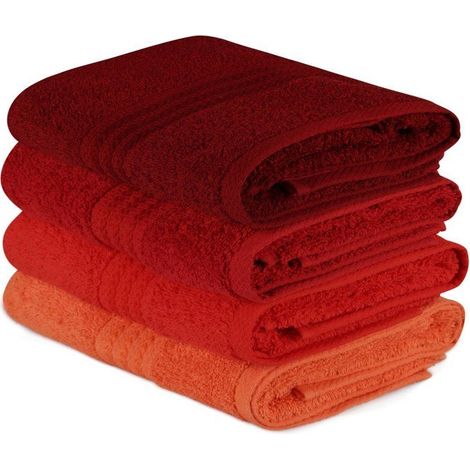 Set aus 4 Handtüchern - 50 x 90 cm - Orange
