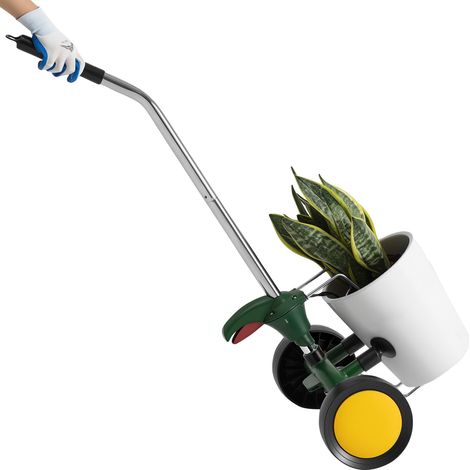 Transportador de macetas Vévor, carro para plantas robusto con brazo de agarre ajustable, capacidad máxima 65 kg, carro para mover plantas en (1/2)