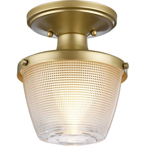 Elstead Dublin Semi-Plafonnier 1 Lumière, Laiton Naturel Peint, IP44, E27 (1/5)