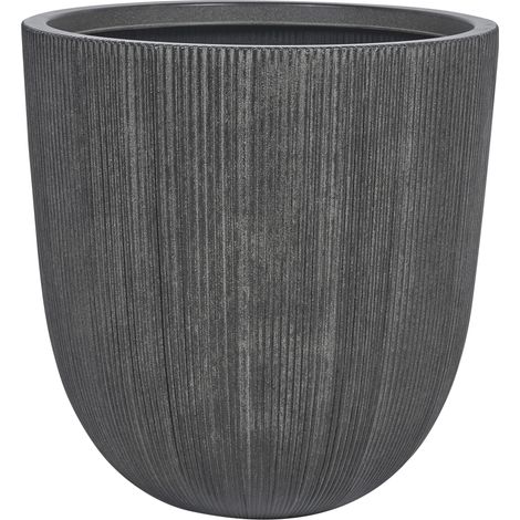 Maceta de poliresina estilo natural sin tratar para jardín y terraza negra pequeña Chios (1/5)