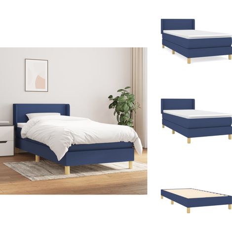 Boxspringbett mit Matratze Blau 80x200 cm Stoff - Boxspringbett - Doppelbett - Bettenrahmen - Lattenrost - Matratze (1/5)