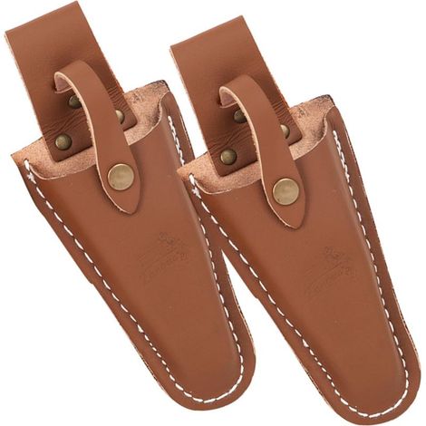 Lot de 2 Étuis en Cuir Véritable pour Sécateurs et Ciseaux de Taille, Étui de Protection Robuste, Finition Épaisse, Accessoires de Jardinage, Porte-outils Compact pour Usage Extérieur (1/5)