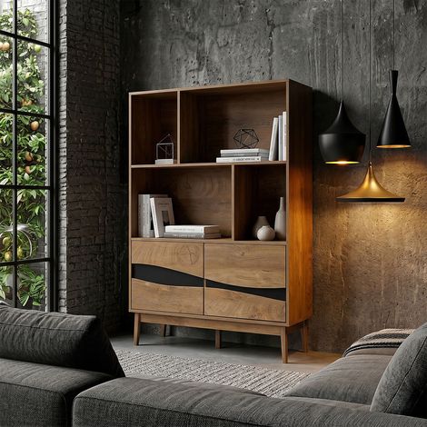 Bibliothèque - HOME DECO FACTORY - Forest - Design Simple - Chaleureux - Marron et Noir (1/5)