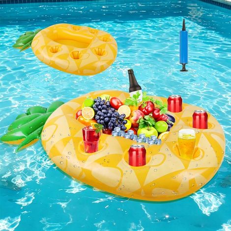 Porte-verre pour piscine, porte-verre gonflable, flottant, porte-verre 2-en-1 pour boissons et collations avec 7 orifices, porte-verre, bar à la piscine, inflable pour été, fête à la piscine, plage, f (1/5)