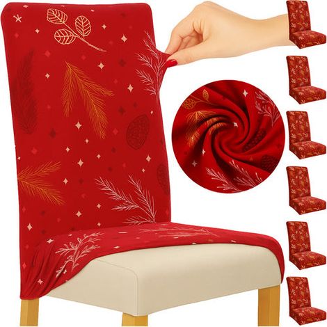 Coprisedie natalizie rosso elastico set da 6 50x40x40 cm