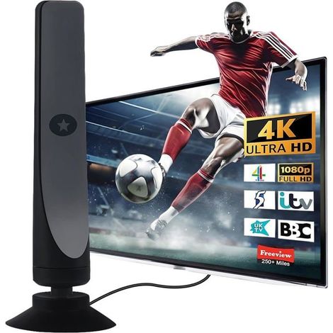 Antenne TV intérieure offrant une qualité 4K Ultra HD et une réception jusqu'à 300 miles (1/3)