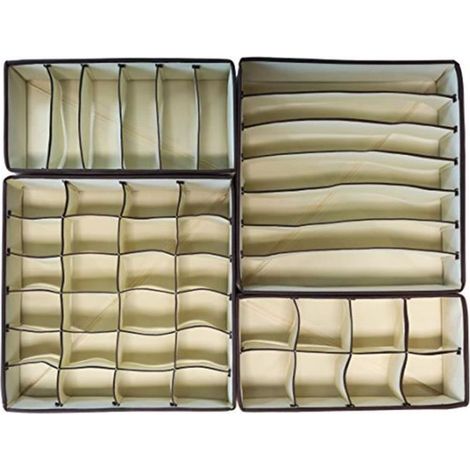 Juego de 4 cajas plegables para guardar ropa interior.