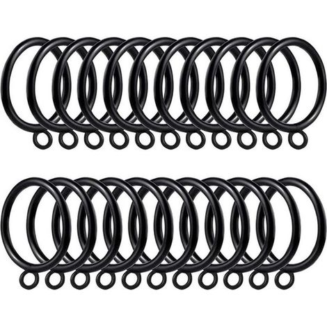 Schwarze Gardinenringe – 40er-Pack – Passend für 3,5 cm Gardinenstangen – Mit Ösen – Dekorativ – Ösenringe – Schwarzes Design (1/5)