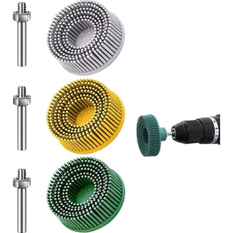 Disque à brosses grossières 50 mm avec tige 2 pouce, grains 50/80/120 (1/5)