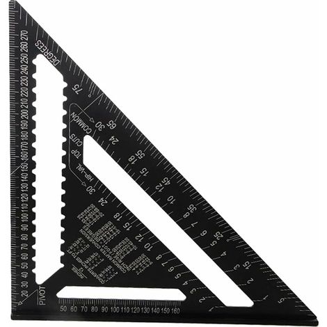 Goniometro triangolare in lega di alluminio da 30 cm, squadra da falegname, squadra metrica professionale per la lavorazione del legno, righello angolare, righello triangolare con goniometro, strument