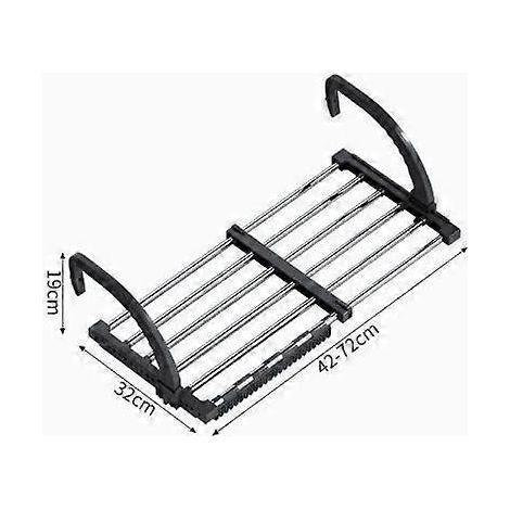 Étendoir à linge pliable en acier inoxydable pour balcon, radiateur, salle de bain ou fenêtre. Permet de faire sécher le linge humide. (1/5)