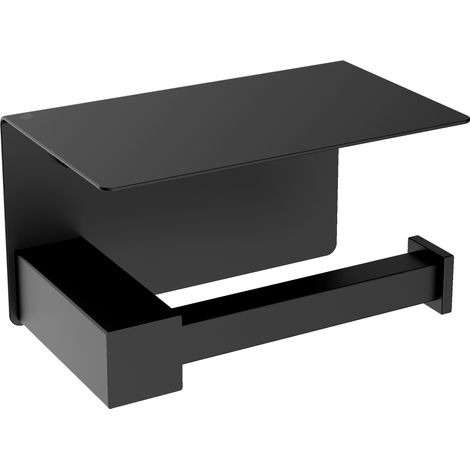 Papierrollenhalter Bernstein OLA mit Ablage Farbe: Schwarz matt eckiges Design (1/4)