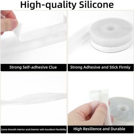 Bande d'étanchéité en silicone, 26.2FT / 8m Bande d'étanchéité de fond de porte transparente (1/4)