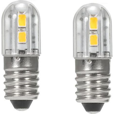 Lot de 2 ampoules LED E10 6V avec culot à vis 2835 et 4 puces SMD, jaune, pour phare et lampe torche. (1/5)